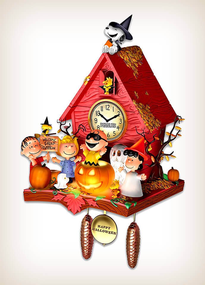 Peanuts Halloween Party Cuckoo Clock with Lights Music Motion