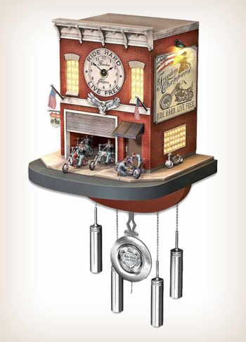 Freedom Choppers Motorcycle Garage Cuckoo Clock