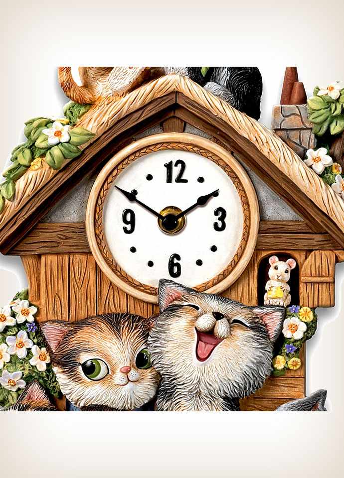 Frolicking Felines Cuckoo Clock