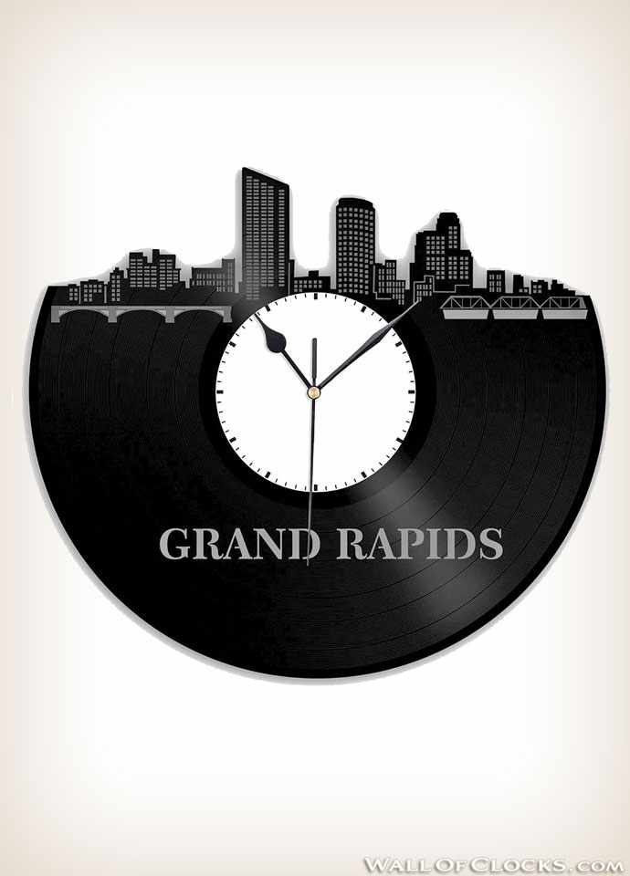 Grand Rapids City Skyline Vinyl Clock